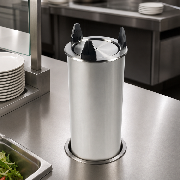 Product image #3 for Dinex Drop-In Unheated Shielded Plate Dispenser for 10-1/8 in. Round Plates, 50-Plate Capacity