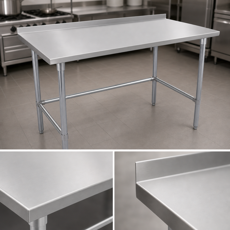 Product image #3 for John Boos Stallion 72-Inch W x 36-Inch D Stainless Steel Top Work Table with 1-1/2-Inch Rear Backsplash and Galvanized Base
