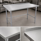 Thumbnail image #3 for John Boos Stallion ST6R1.5-3672GBK 72 x 36-Inch Stainless Steel Work Table, 16-Gauge 300-Series Top, 1-1/2-Inch Backsplash, Galvanized Open Base