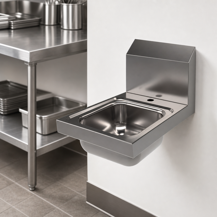 Product image #3 for BK Resources Space Saver Wall-Mount Hand Sink with Single-Hole Faucet Opening, 9 x 9 x 5-Inch Bowl