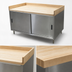 Thumbnail image #3 for BK Resources 60 x 36 Inch Chef Table with Hard Maple Bakers Top and Stainless Steel Cabinet Base with Sliding Doors