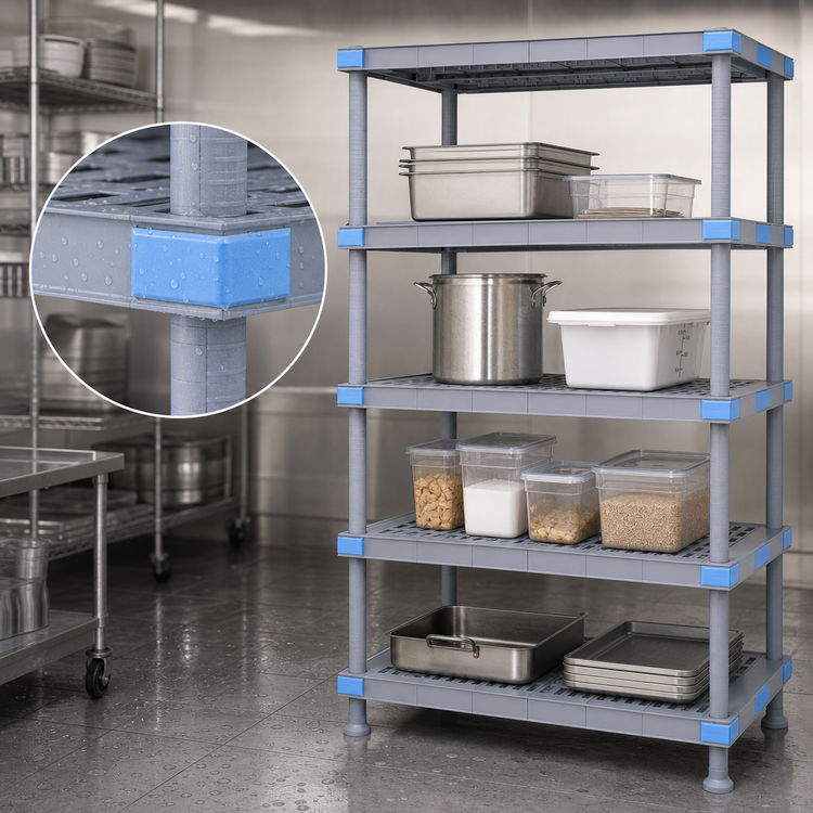 Product image #3 for Quantum Millenia 60"W x 18"D x 74"H Polymer Shelving Starter Unit with 4 Shelves