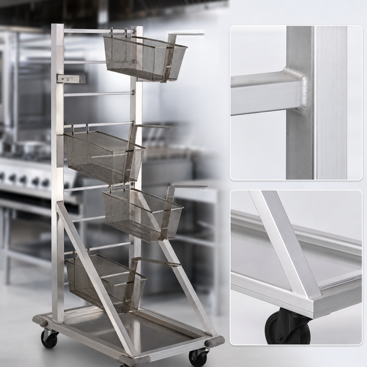 Product image #3 for New Age 1210 Mobile Fry Basket Rack, 18-Basket Capacity