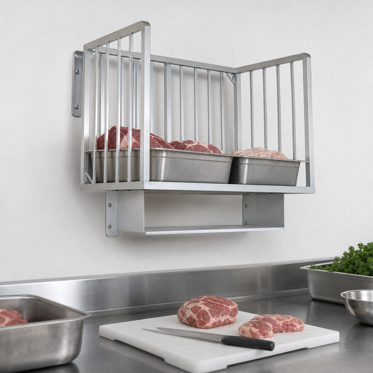 Product image #3 for John Boos Wall-Mounted Aluminum Meat Boat Rack, 72 x 20 Inches