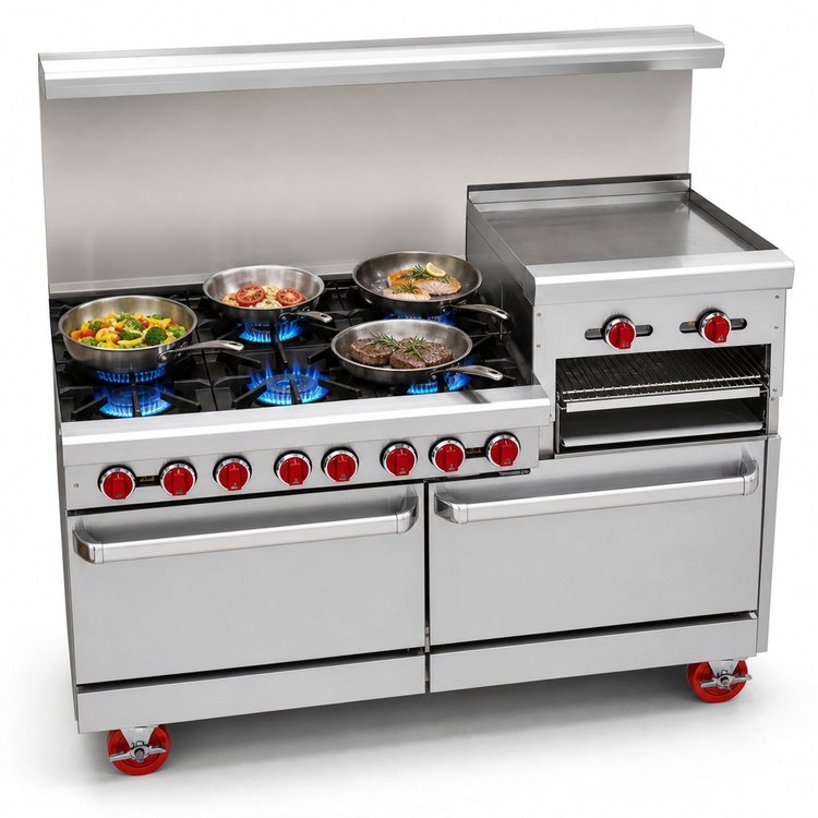 Product image #3 for American Range 36-Inch Gas Restaurant Range with 4 Open Burners and 12-Inch Griddle/Broiler