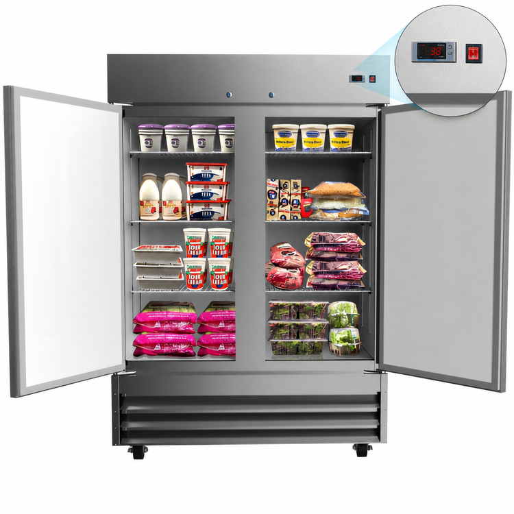 Product image #3 for KoolMore 54-Inch Two-Section Reach-In Refrigerator, 47 Cu. Ft., Bottom-Mount, Stainless Steel