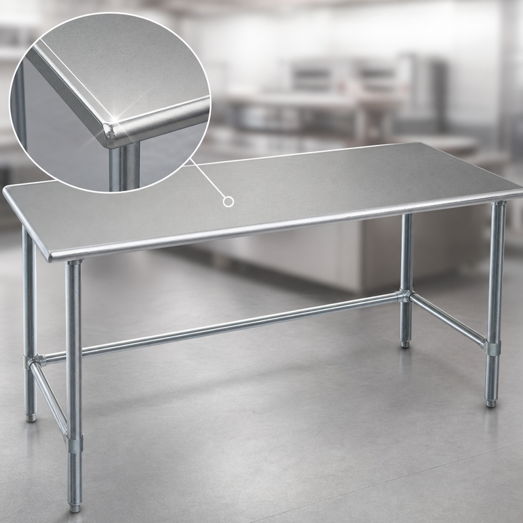 Product image #3 for Eagle Deluxe Series 108-Inch x 36-Inch Flat Top Stainless Steel Work Table with Galvanized Tubular Base