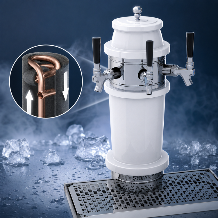 Product image #3 for Glastender Roman 2-Faucet Mirror Finish Glycol-Cooled Draft Dispensing Tower