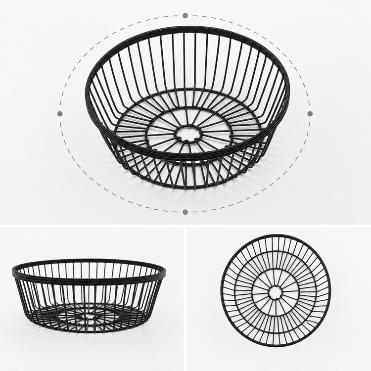 Product image #3 for American Metalcraft 8 Inch Round Black Wire Serving Basket
