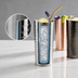 Thumbnail image #3 for American Metalcraft 14 oz Stainless Steel Hammered Double-Wall Collins Glass
