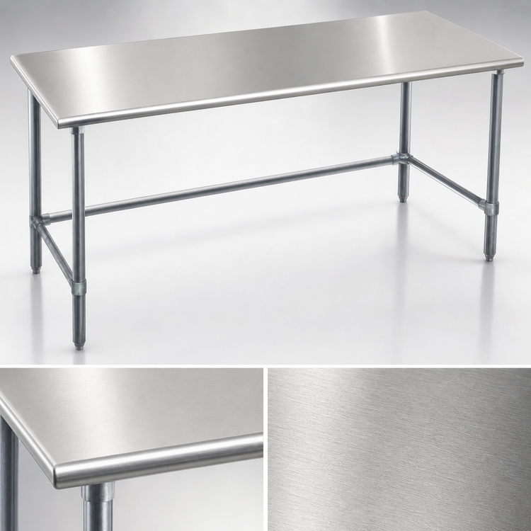 Product image #3 for Spec-Master 84-Inch x 48-Inch Stainless Steel Top Work Table with Galvanized Tubular Base