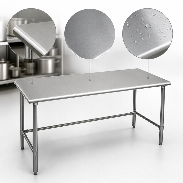 Product image #3 for Eagle Group BlendPort® Budget Series 60" x 30" 430 Stainless Steel Work Table with Rolled Rim Edge