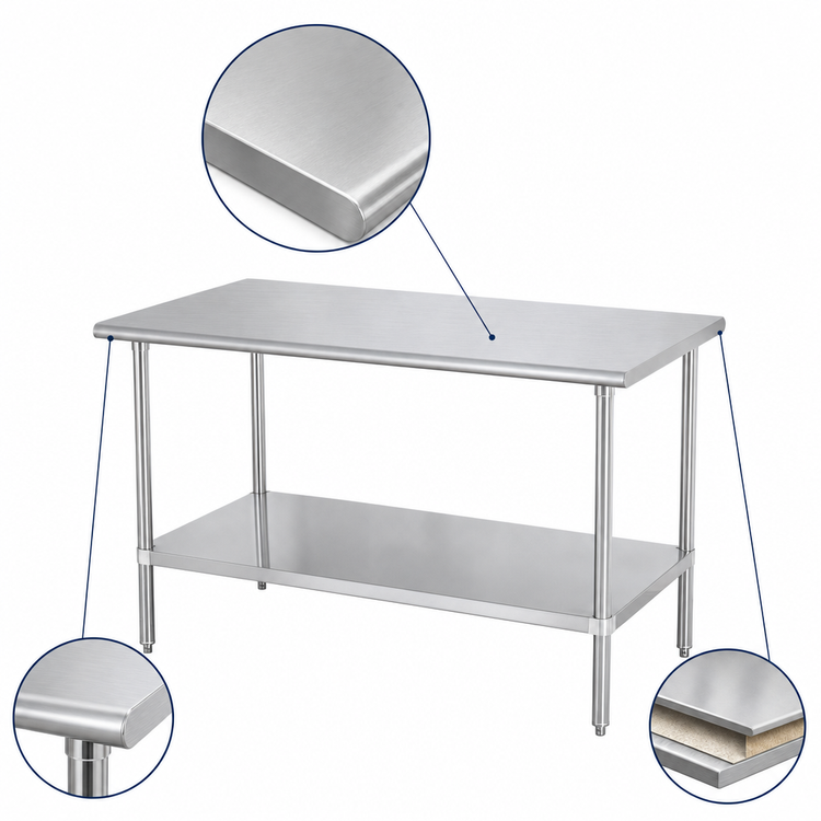 Product image #3 for Sapphire Manufacturing 84-Inch x 36-Inch Stainless Steel Work Table with Adjustable Undershelf