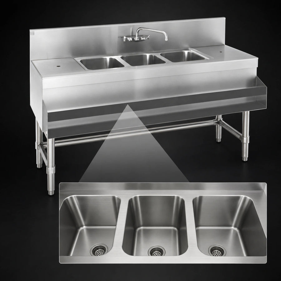 Three Deep Sink Compartments