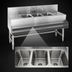 Thumbnail image #3 for Eagle Group Spec-Bar 3-Compartment Underbar Sink Unit with Left and Right Drainboards, 84W x 19D x 37H