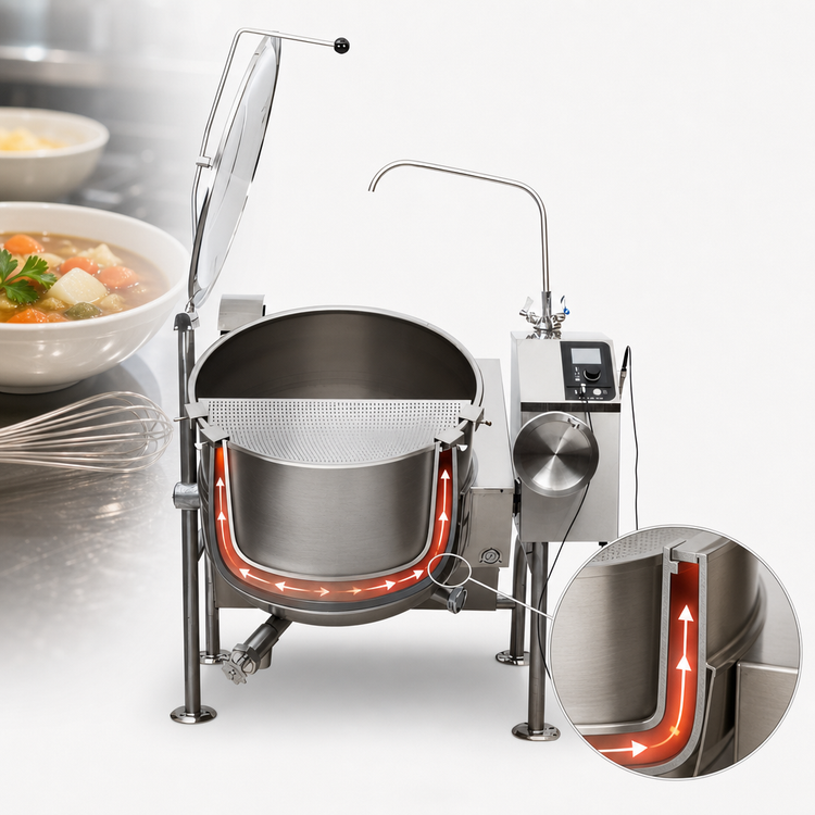Product image #3 for Cleveland Range 40-Gallon Gas Tilting Steam Kettle, 2/3 Steam-Jacketed, Floor Model