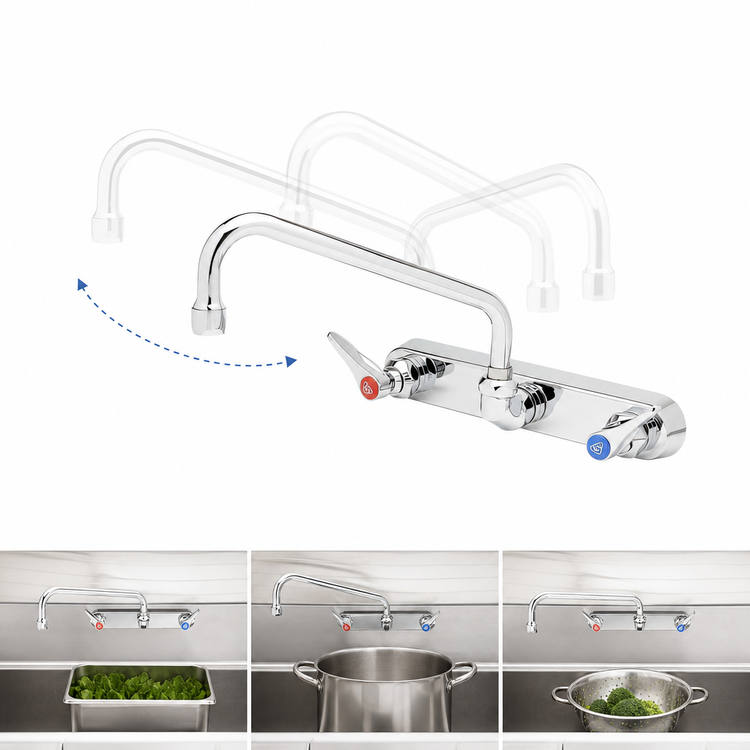Product image #3 for T&S Brass B-1126 Splash-Mounted Workboard Faucet with 8-Inch Swing Nozzle, 8-Inch Centers