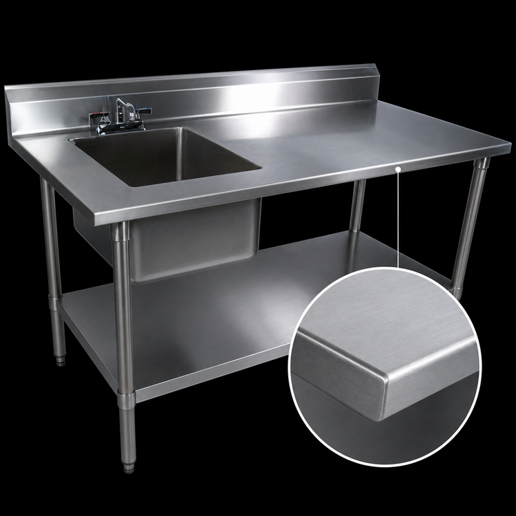 Product image #3 for John Boos 72-Inch x 30-Inch Stainless Steel Prep Sink Table with Left Bowl