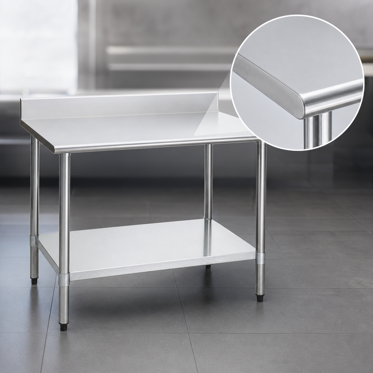 Product image #3 for Spec-Master 30" x 24" Stainless Steel Work Table with 4-1/2" Backsplash and Galvanized Undershelf