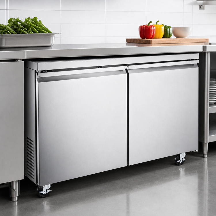 Product image #3 for Hurakan by Equip.me 60-Inch 2-Section Undercounter Refrigerator with Solid Doors and Electronic Controls