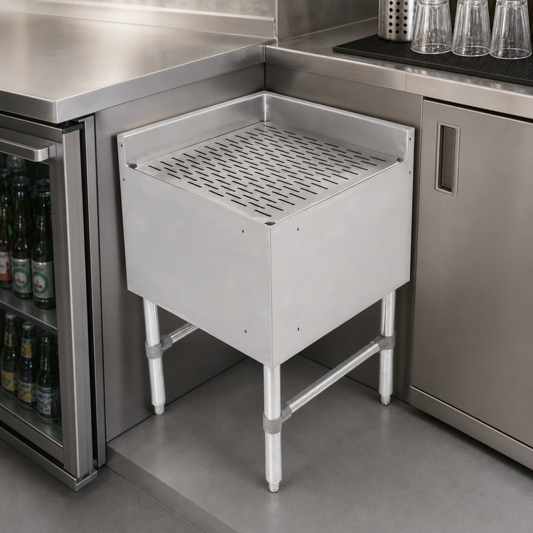 Product image #3 for John Boos Slim-Line Freestanding Underbar Corner Drainboard, 18 x 18 Inches, 3-Inch Backsplash