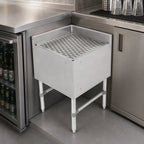 Thumbnail image #3 for John Boos UBDB-1818-90-IC-X Freestanding Underbar Corner Drainboard, 18 x 18 Inches, 3-Inch Backsplash, Stainless Steel