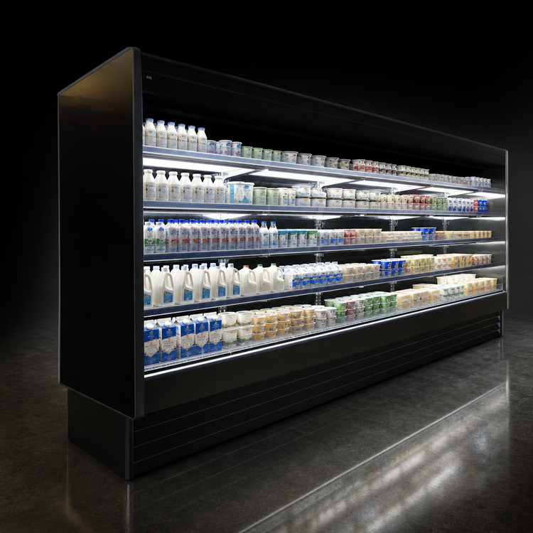 Product image #3 for Howard-McCray 35E Series 99-Inch x 60-Inch Vertical Dairy Open Merchandiser with Remote Refrigeration and LED Shelves