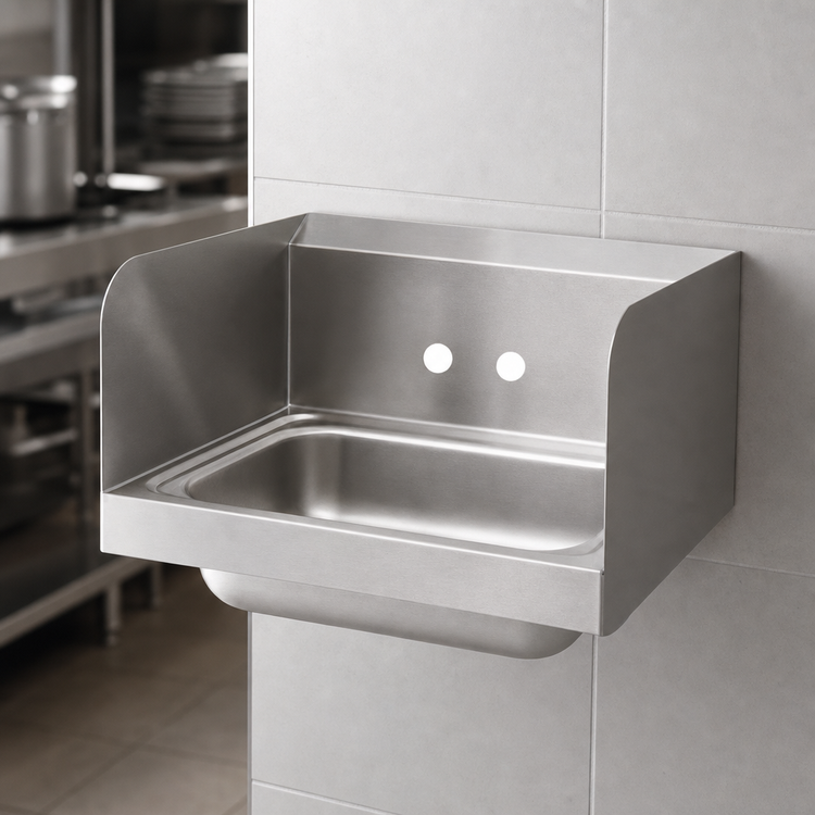 Product image #3 for Advance Tabco Wall-Mounted Hand Sink with 14 x 10 x 5 Inch Bowl, Side Splashes, Faucet Not Included