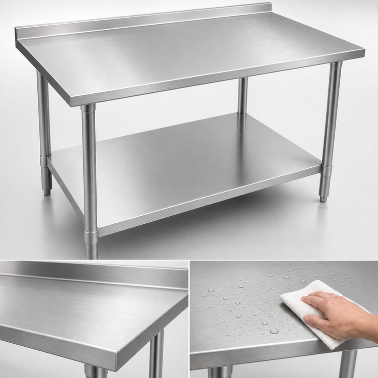 Product image #3 for John Boos Stallion Stainless Steel Work Table with 1-1/2 Inch Rear Up-Turn and Adjustable Undershelf, 84 x 36 Inches