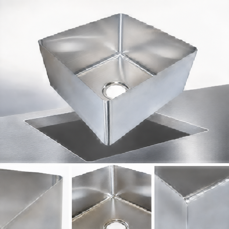 Product image #3 for Single-Compartment 24 x 24 x 14-Inch Deep Weld-In Sink Bowl, 16-Gauge 304 Stainless Steel