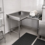 Thumbnail image #3 for BK Resources BKCDT6-C6060R Corner L-Shaped Clean Dishtable, 60" x 60", Left-to-Right, 16-Gauge 304 Stainless Steel, 10" Backsplash