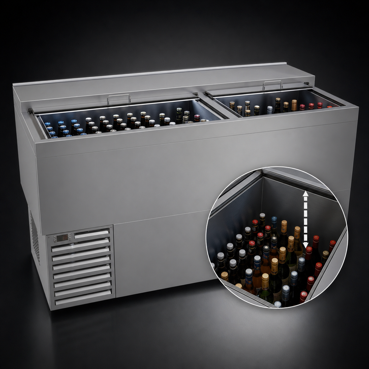 Product image #3 for Glastender 60-Inch Stainless Steel Flat Top Deep Well Slide Top Bottle Cooler