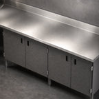 Thumbnail image #3 for John Boos EBHS6R5-30108 Enclosed Stainless Steel Work Table with Hinged Doors, 108 in. W x 30 in. D, 16-Gauge 300-Series Top, 5-Inch Backsplash