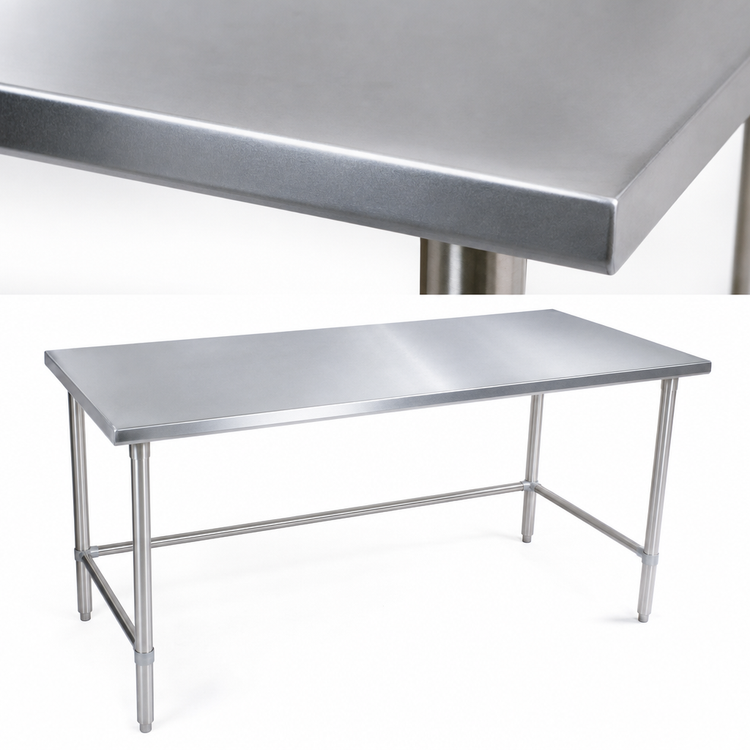 Product image #3 for John Boos Stallion 120 Inch x 24 Inch Stainless Steel Flat Top Work Table with Safety Edge