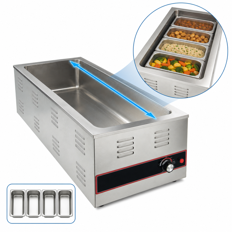 Product image #3 for Winco Electric 4/3 Size Countertop Wet Well Food Warmer