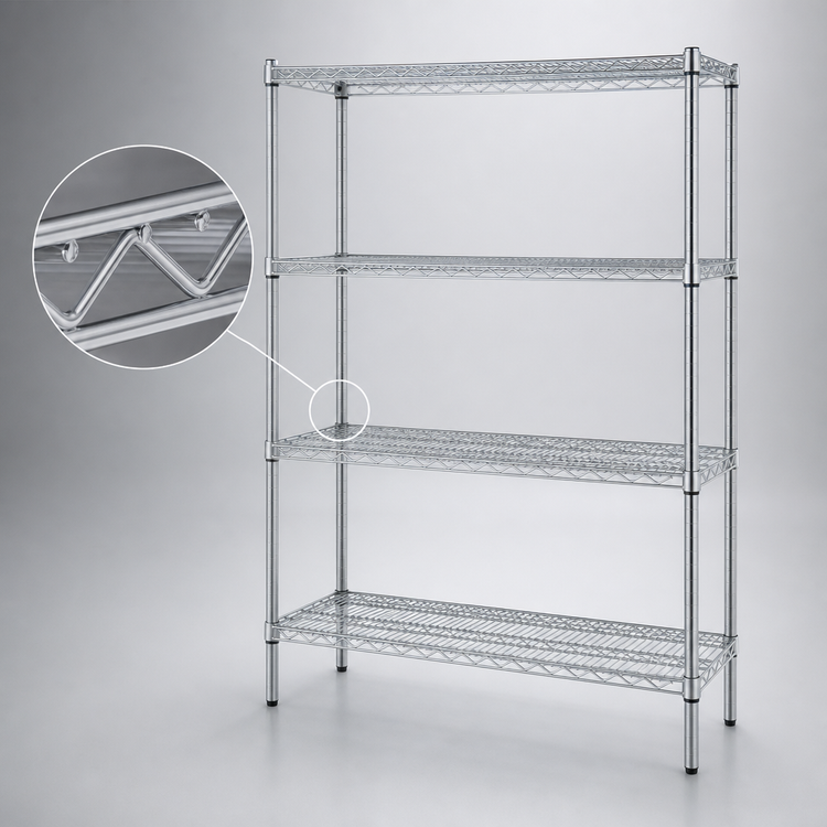 Product image #3 for Eagle Group 4-Tier Starter Wire Shelving Unit, 48 x 21 x 74 Inches, Stainless Steel Finish