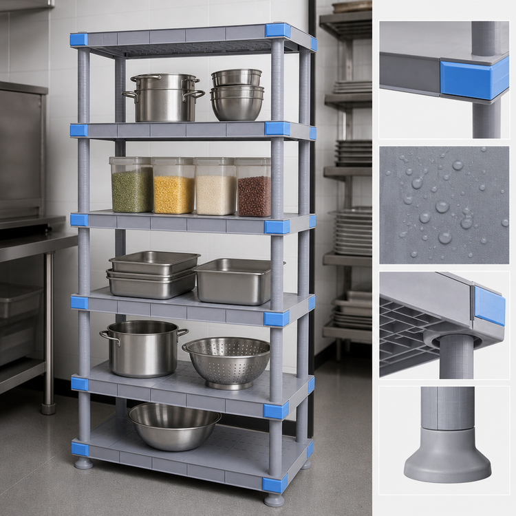 Product image #3 for Quantum Millenia 30 Inch Wide x 18 Inch Deep x 62 Inch High Stationary Starter Polymer Shelving Unit with 5 Solid Shelves