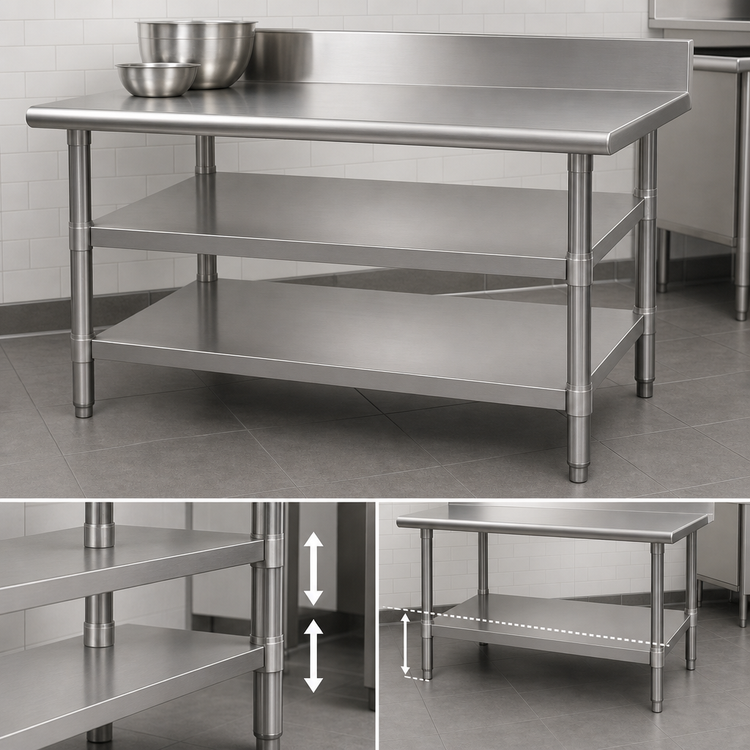 Product image #3 for Eagle Group 84 x 24 Inch Adjustable Stainless Steel Work Table Undershelf