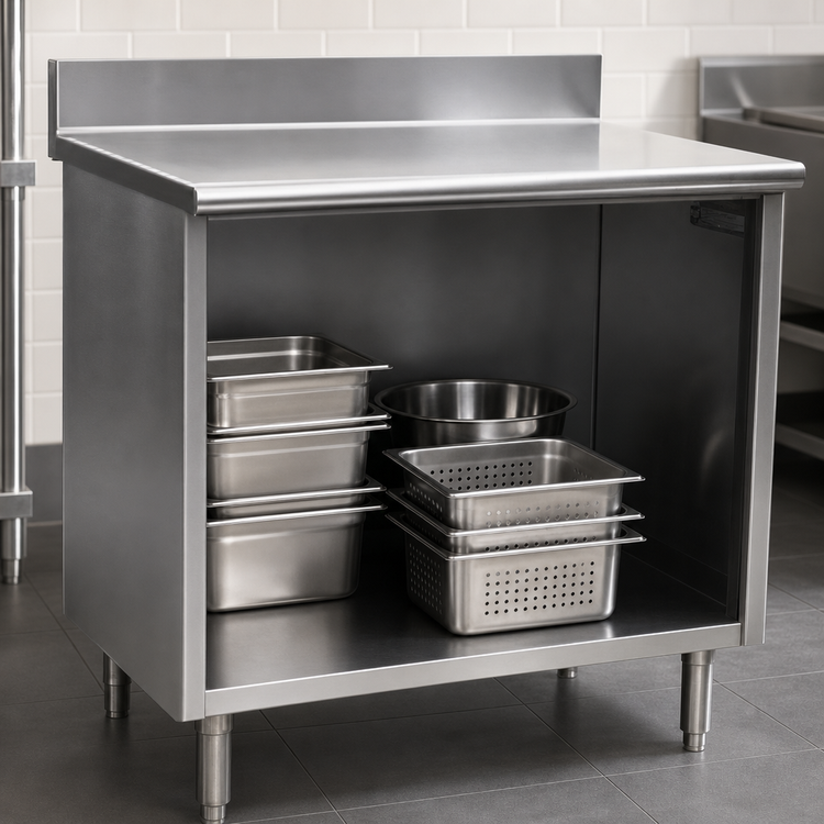 Product image #3 for Eagle Spec-Master Open Front Enclosed Worktable with Backsplash, 120W x 24D