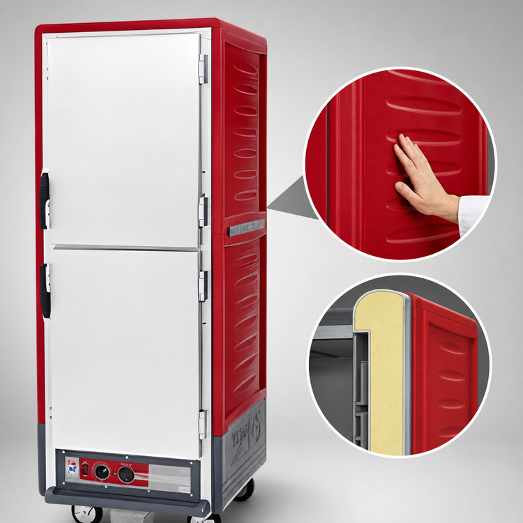 Product image #3 for Metro C5 3 Series Mobile Full-Height Moisture Heated Holding & Proofing Cabinet with Dutch Insulated Aluminum Doors and Fixed Wire Slides