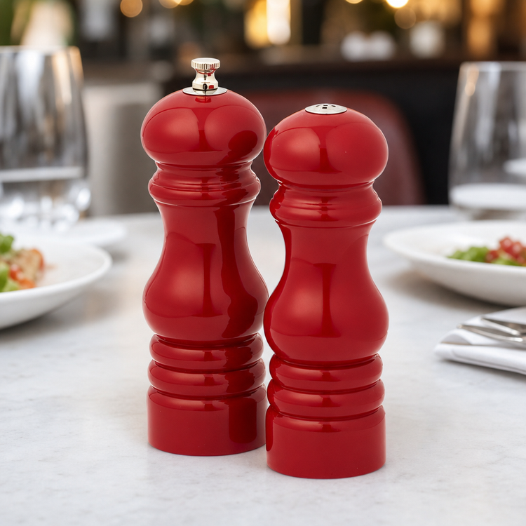 Product image #3 for American Metalcraft 6-Inch Red Wood Salt & Pepper Mill/Shaker Set