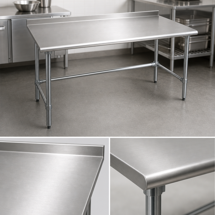 Product image #3 for BlendPort Deluxe Series 30-Inch x 30-Inch Stainless Steel Work Table with Rear Upturn and Galvanized Tubular Base