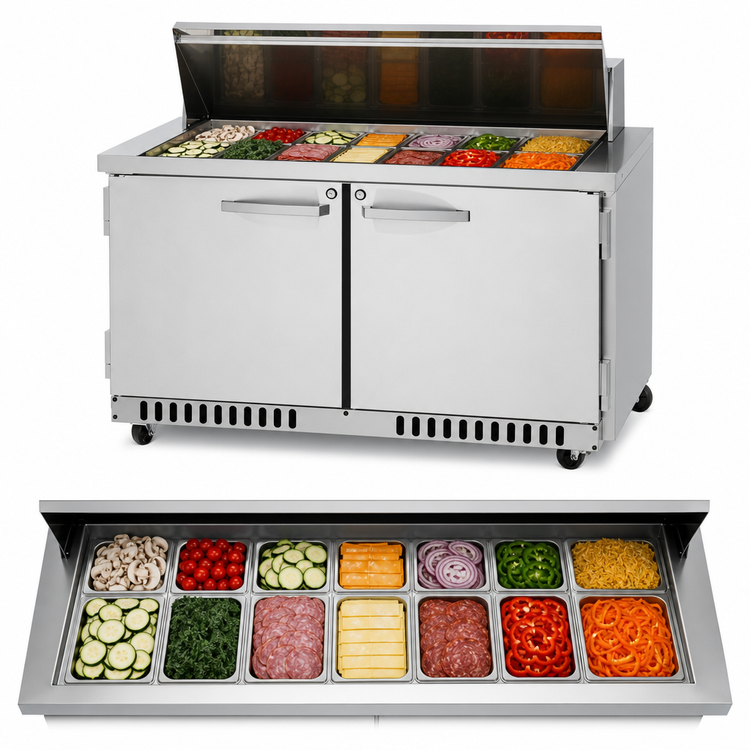 Product image #3 for Turbo Air PRO Series 48-1/4-Inch 2-Section Mega Top Sandwich/Salad Prep Table, 18-Pan, Front-Breathing