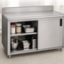 Thumbnail image #3 for Advance Tabco 120 x 30 Inch Enclosed Work Table with Cabinet Base, Sliding Doors, Mid-Shelf, and 14-Gauge 304 Stainless Steel Top