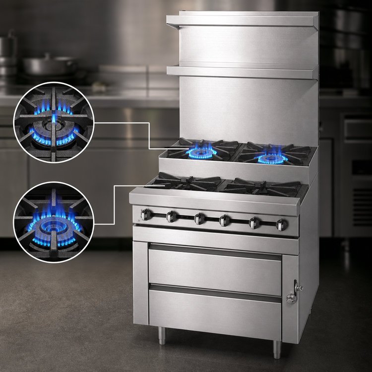 Product image #3 for Titan 12 Inch Modular Heavy Duty Gas Range with 1 Open Burner and 1 Step-Up Burner