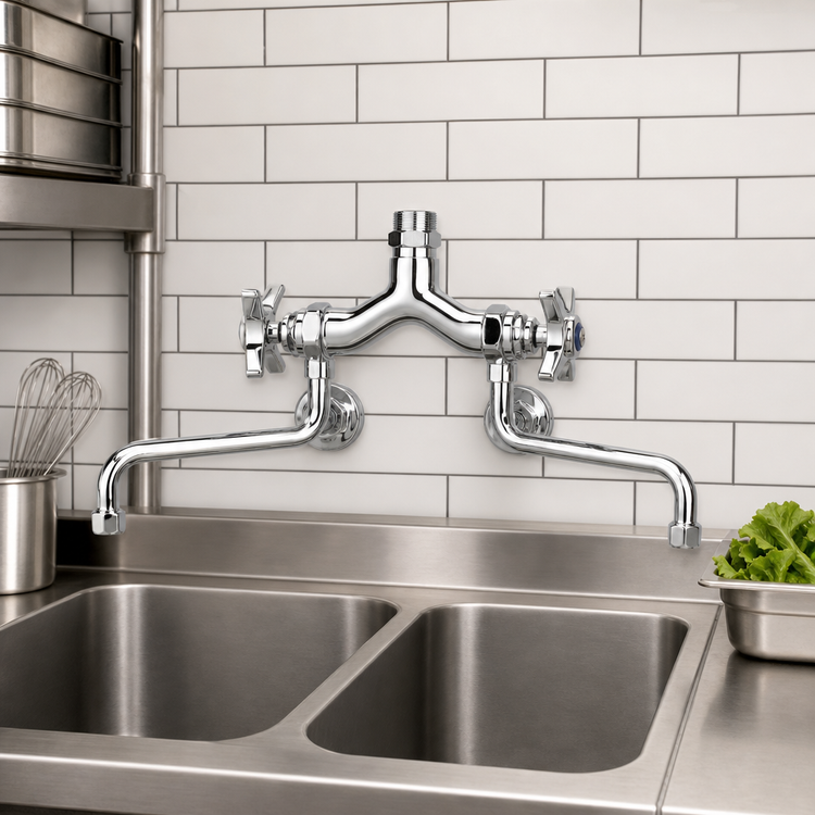 Product image #3 for T&S Brass Double Pantry Faucet with Swivel Base, 3-Inch Centers, Low Lead