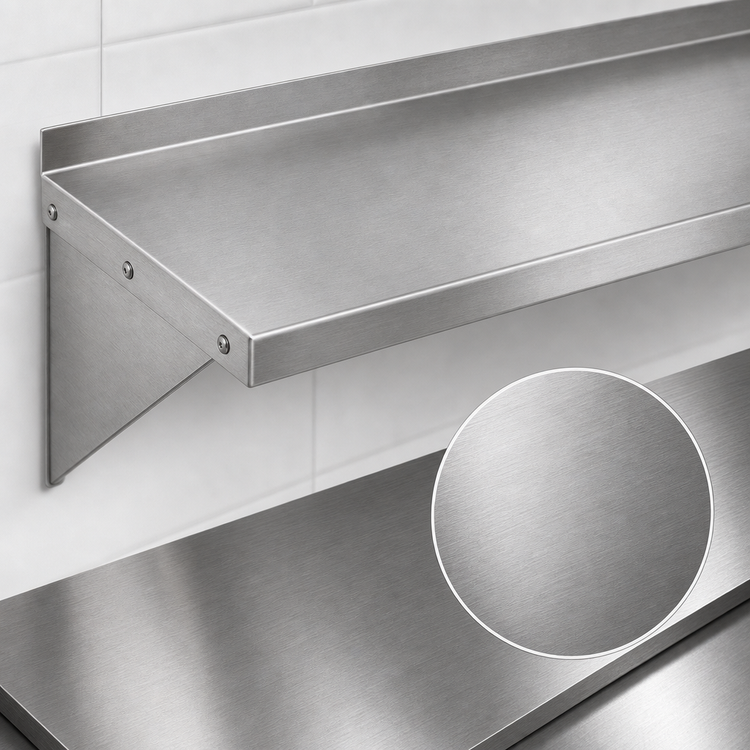 Product image #3 for John Boos Stallion EWS8-1296-X 96 Inch W x 12 Inch D Wall-Mounted Stainless Steel Shelf