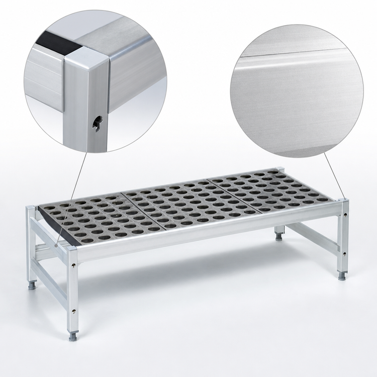 Product image #3 for Fermostock 52-Inch Wide Aluminum Dunnage Rack with Adjustable Feet