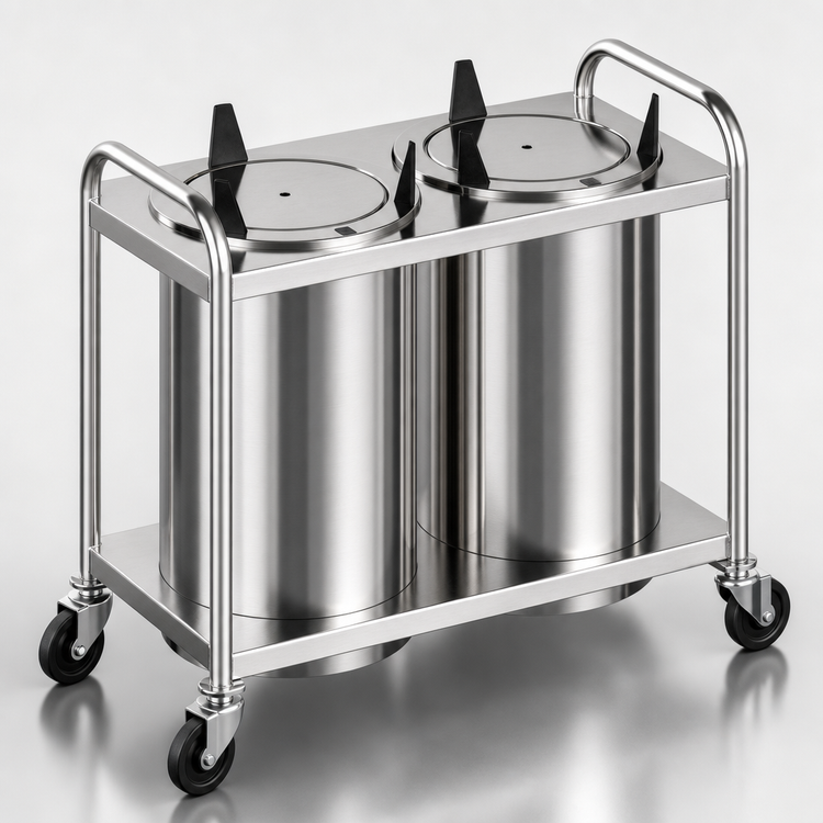 Product image #3 for Atlas Metal MOPD4H-6-1/2 Mobile Heated Plate Dispenser with (4) 6-1/2 Inch Diameter Self-Leveling Tubes