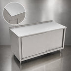 Thumbnail image #3 for John Boos 4CS6R1.5-2484 84" x 24" Enclosed Stainless Steel Work Table, Sliding-Door Cabinet Base, 16-Gauge 300-Series Top